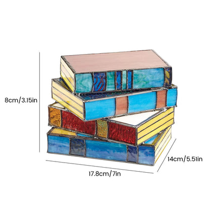 Avelena | Buntglas gestapelte Bücher Lampe