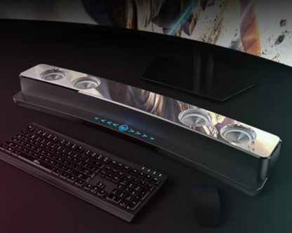 Avelena | Bluetooth-Gaming-Lautsprecher, mit RGB-Beleuchtung, Bluetooth 5.0, Dual-Diaphragma, Dual-Lautsprecher, mechanische Tasten, Uhr & Wecker