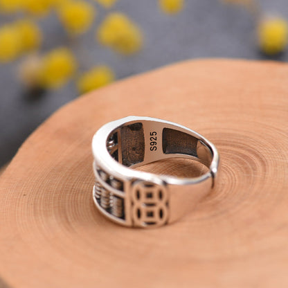 Avelena | Vintage Silber Abakus verstellbarer Ring, für Glück & Wohlstand