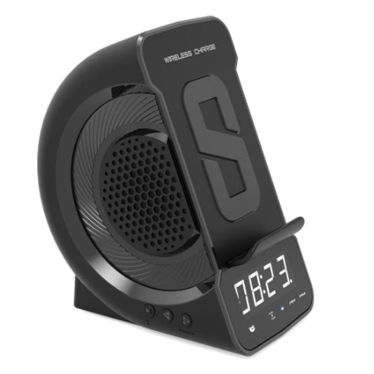 Avelena | 3-in-1 Nachttisch-Bluetooth-Lautsprecher mit kabellosem Ladegerät, Uhr & Wecker, für Zuhause & Büro