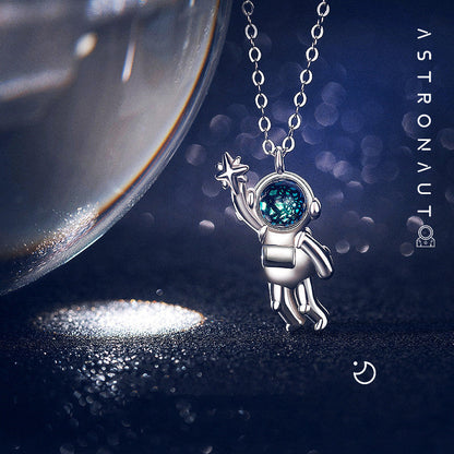 Avelena | Silber Astronauten Halskette, Schmuck Geschenke für Frauen
