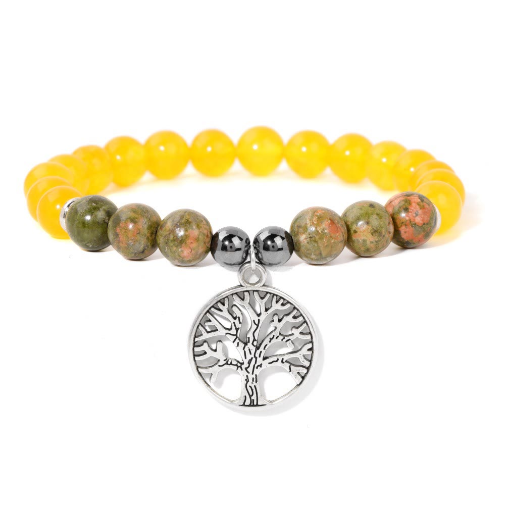 Avelena | Mila Armband mit Natürlichen Kristallen und Lebensbaum Design