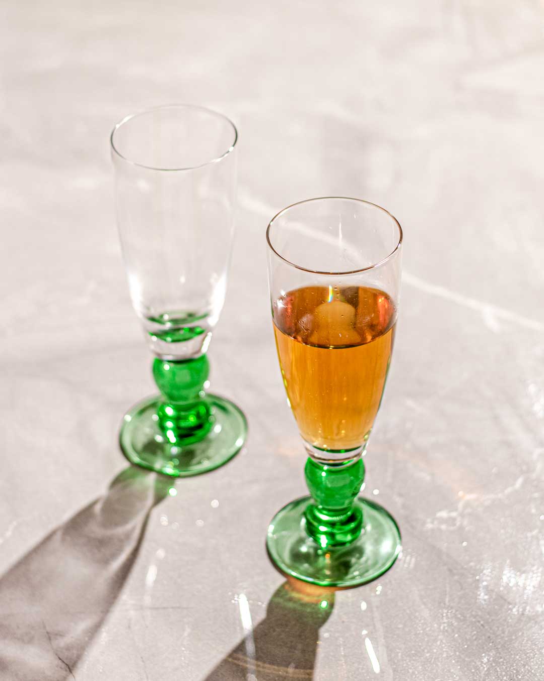 Avelena | Swirl Green Champagnerflöte - Set von 6