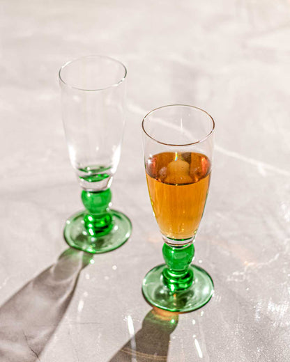 Avelena | Swirl Green Champagnerflöte - Set von 6