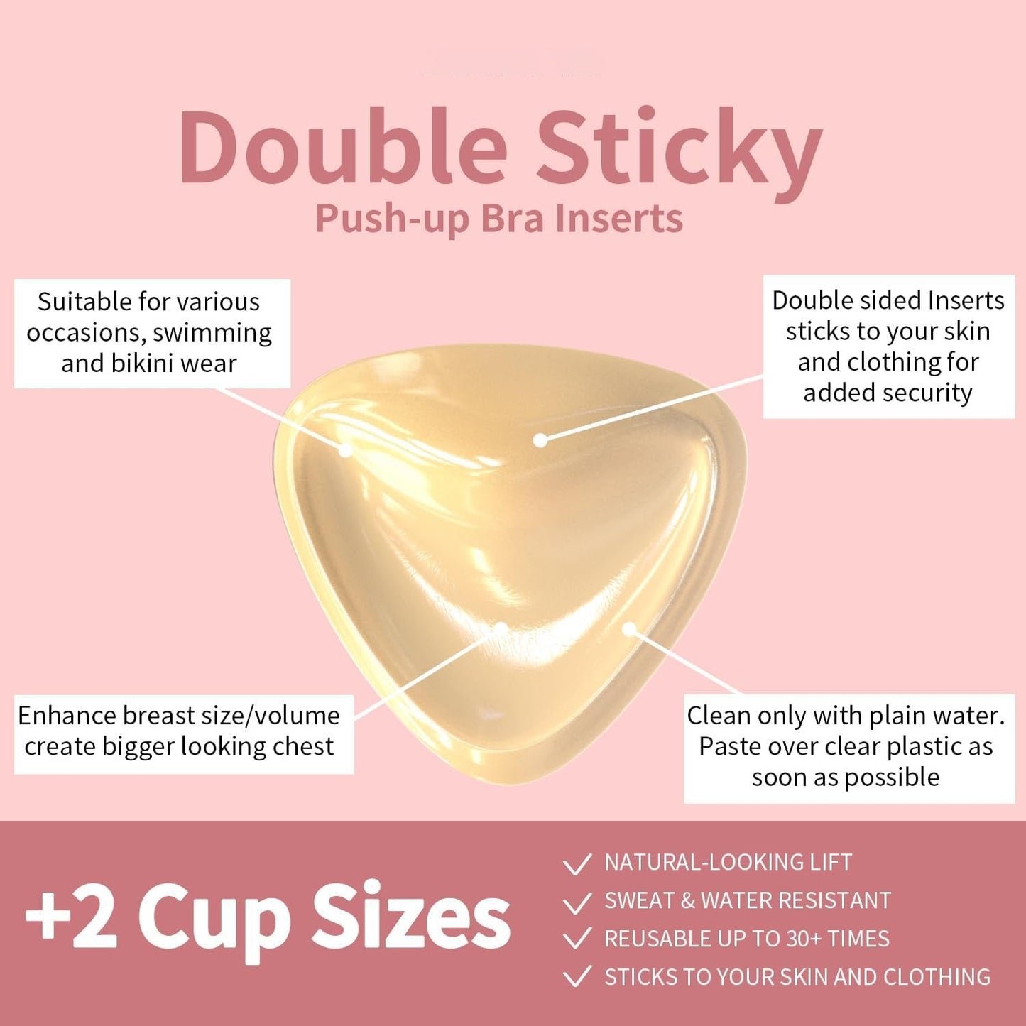 Avelena | Damen Push-Up BH Pads | Unsichtbare Lift Einlagen | Selbstklebend & Wiederverwendbar