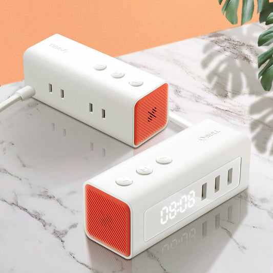 Avelena | 3-in-1 USB-Ladegerät, Steckdosenleiste, Wecker, mit verstellbarem Licht, 3 USB-Anschlüssen & 2 Steckdosen, für Nachttisch, Zuhause, Hotel, Büro