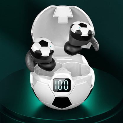Avelena | TWS Bluetooth5.1 Kabellose Ohrhörer mit einzigartigem Fußballdesign, LED-Batterieanzeige & Lanyard