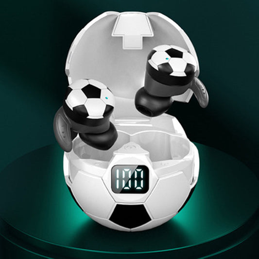 Avelena | TWS Bluetooth5.1 Kabellose Ohrhörer mit einzigartigem Fußballdesign, LED-Batterieanzeige & Lanyard