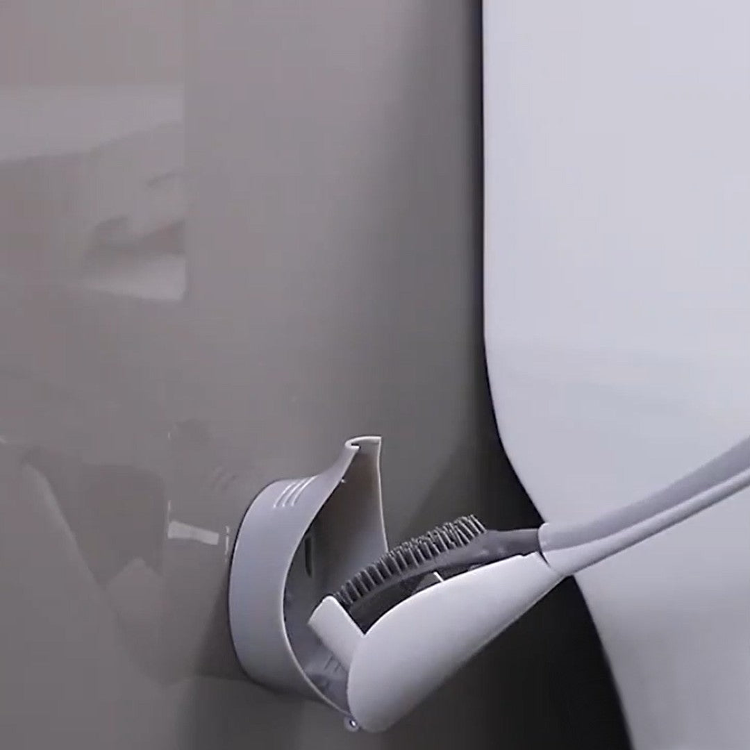 Avelena | Wandmontiertes WC-Bürstenset, mit Halter, weichen Borsten & schraubfreier Installation