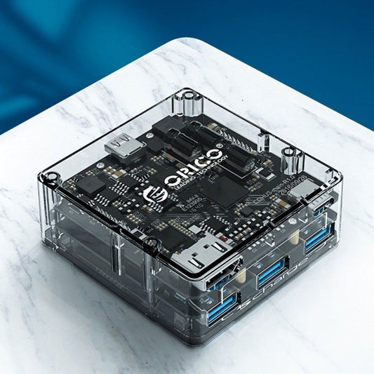 Avelena | 4-in-1 transparente Docking-Station, mit HDMI, 3 USB- und Type-C-Ports, für Laptop, Telefon, Zuhause und Büro