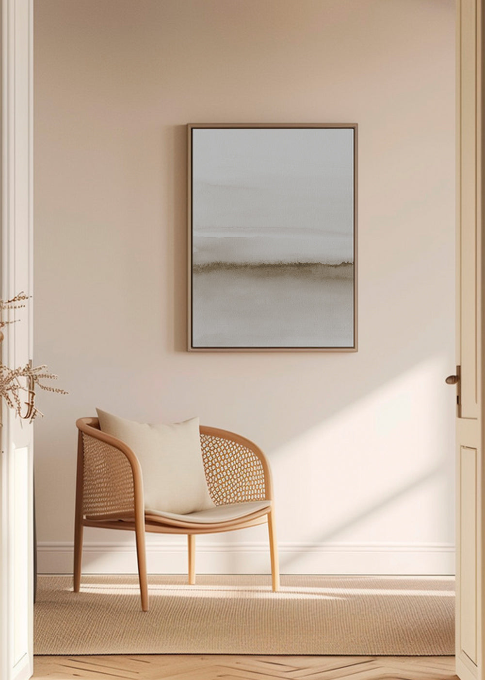Avelena | Leinwand Aquarell Landschaft N 47 Beige Töne 1/2