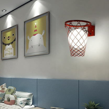 Avelena | Slamora Kinder Wandleuchte | Basketballkorb Design | Glas & Metall | Art Déco Stil | Schlafzimmerlicht