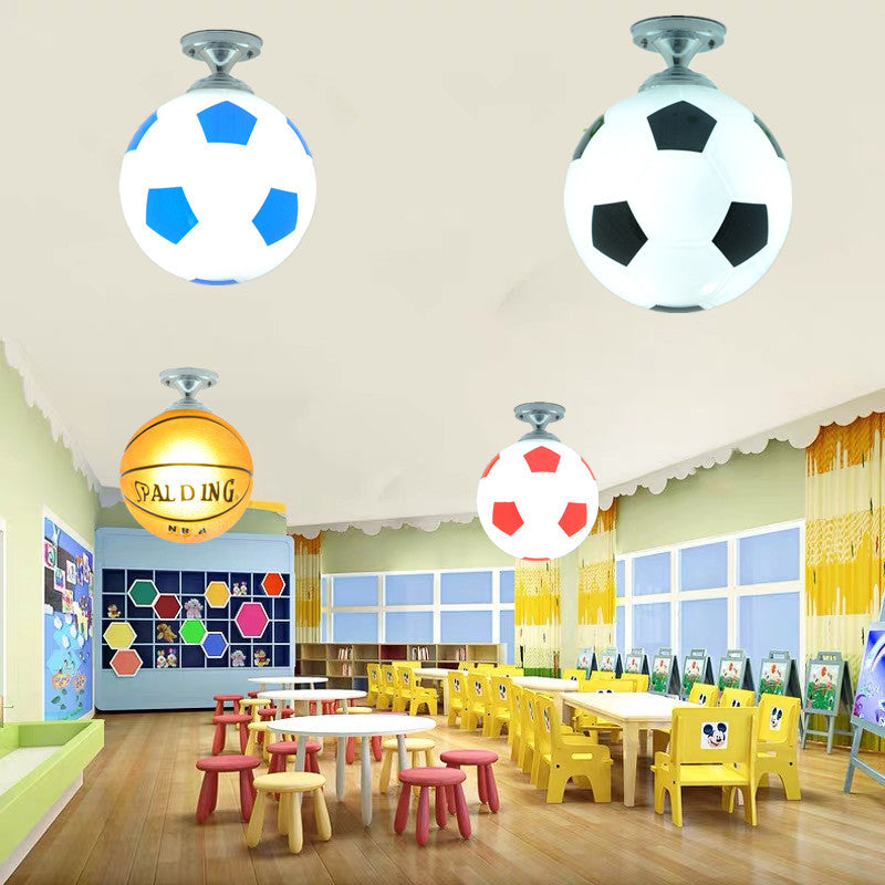 Avelena | SportLume Kreative Deckenleuchte | Basketball & Fußball Design | Halbmontage | Glaslampe