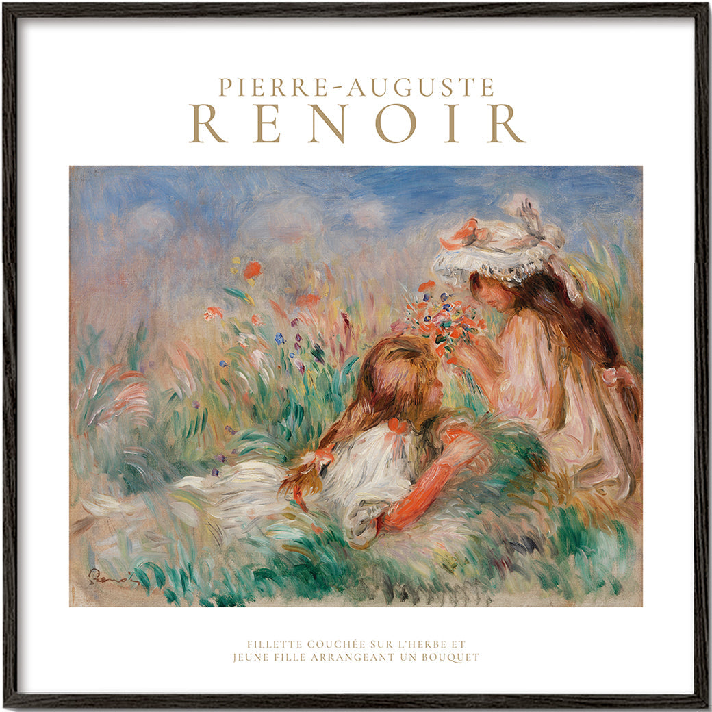 Avelena | Mädchen Im Gras Arrangement Eines Straußes Von Pierre-Auguste Renoir - Quadrat