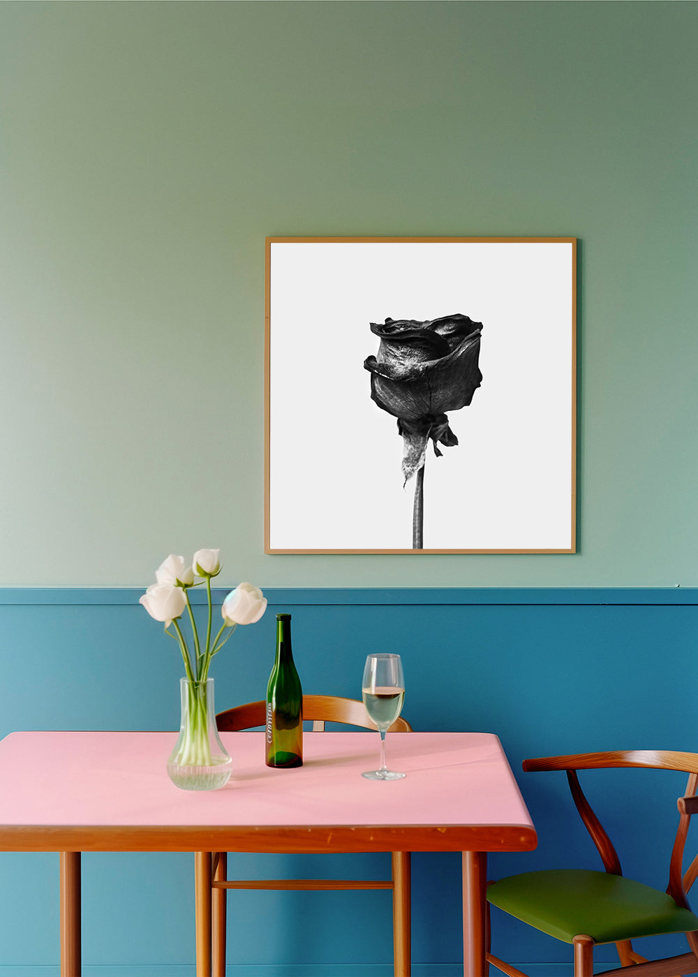 Avelena | Getrocknete Rose Schwarz-Weiß-Fotografie - Quadratisch