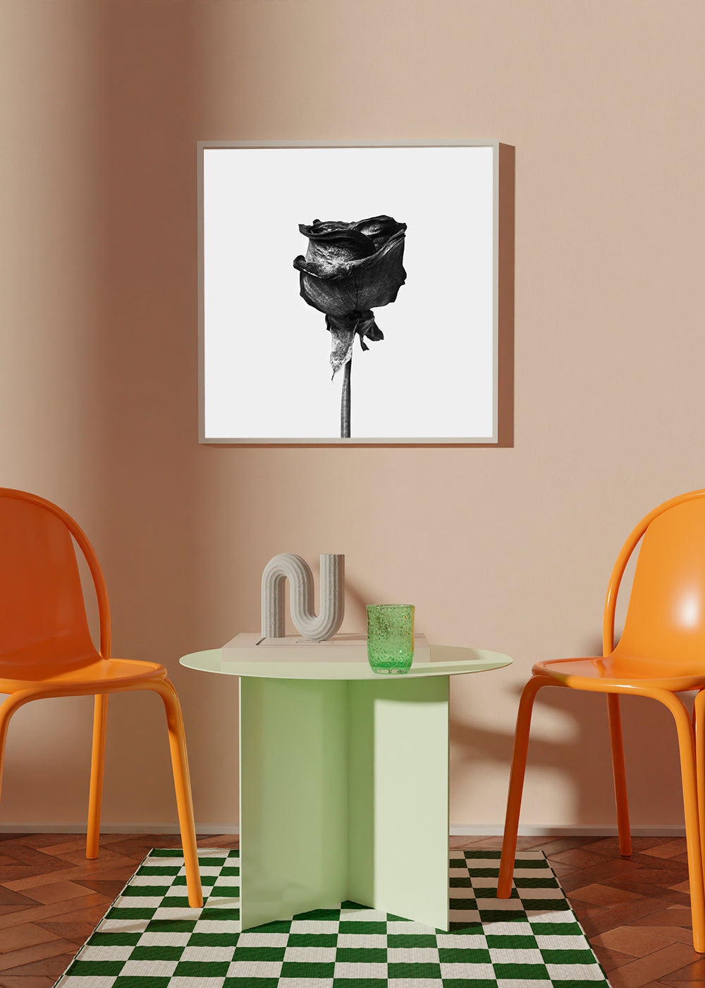 Avelena | Getrocknete Rose Schwarz-Weiß-Fotografie - Quadratisch