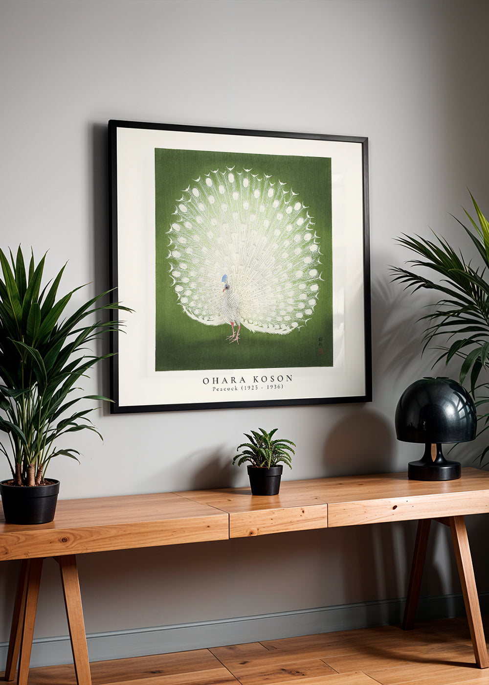 Avelena | Ohara Koson, Pfau - Quadrat