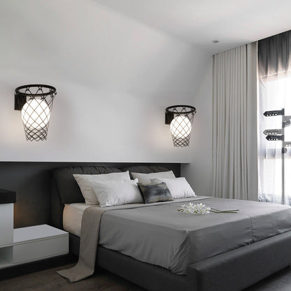 Avelena | Slamora Kinder Wandleuchte | Basketballkorb Design | Glas & Metall | Art Déco Stil | Schlafzimmerlicht