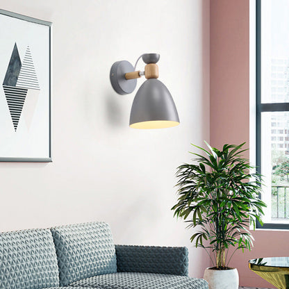 Avelena | Moderne Minimalistische Runde Horn Aluminium Holz 1-Licht Wandleuchte Lampe Für Schlafzimmer