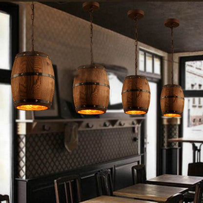 Avelena | BarrelGlow Vintage Pendelleuchte | Holz-Weinfass-Design | 1-flammig | Rustikale Beleuchtung