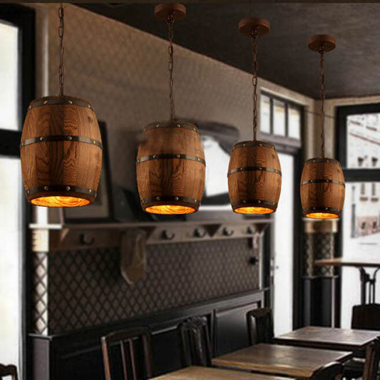 Avelena | BarrelGlow Vintage Pendelleuchte | Holz-Weinfass-Design | 1-flammig | Rustikale Beleuchtung