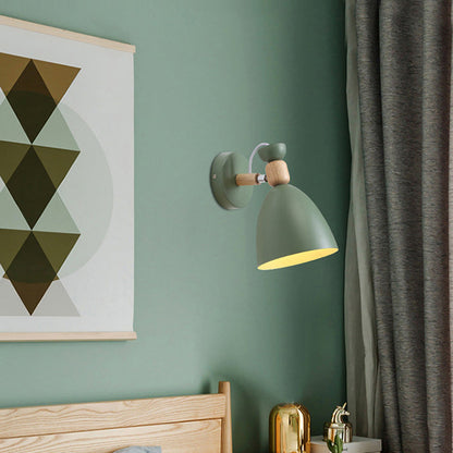 Avelena | Moderne Minimalistische Runde Horn Aluminium Holz 1-Licht Wandleuchte Lampe Für Schlafzimmer