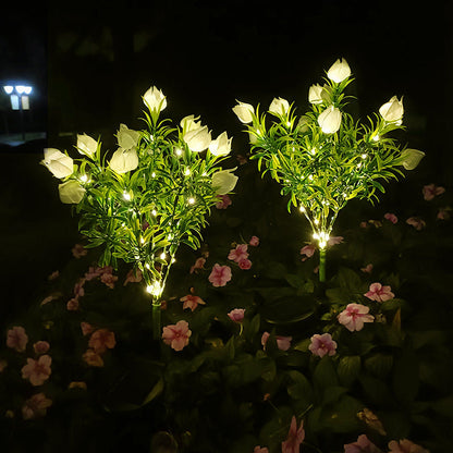 Avelena | Moderne Kreative Wasserdichte Imitation Gardenia LED Solarleuchte für Außen Terrasse