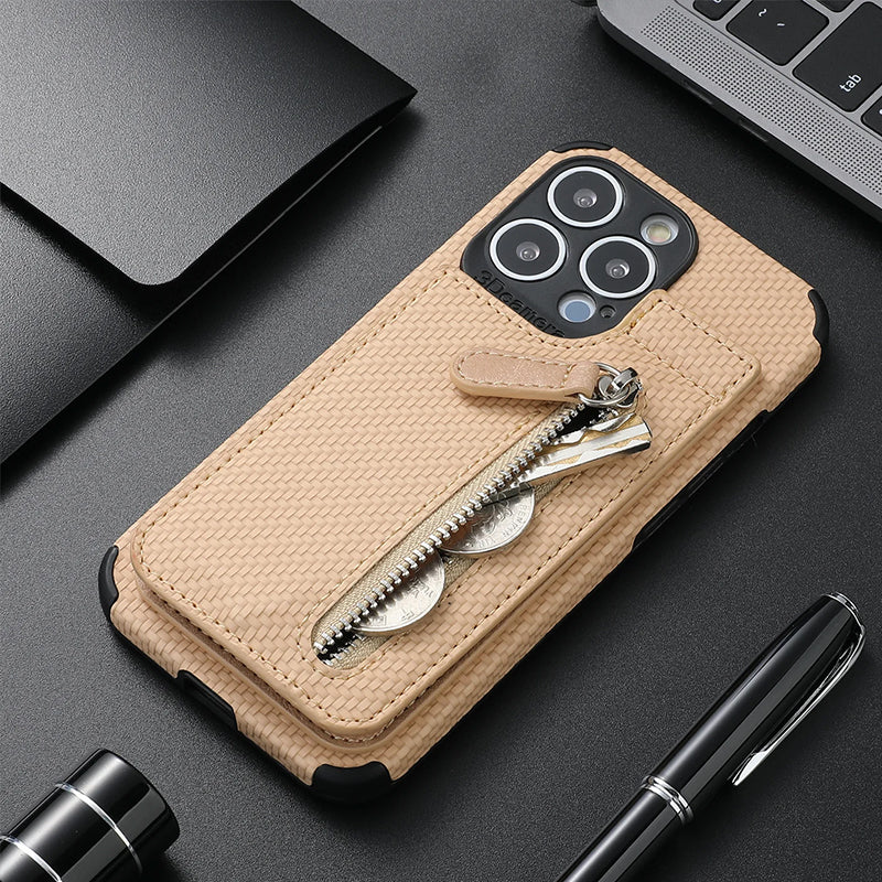 Avelena | Taschenbuchhülle Mit Reißverschluss Und Kreditkartenhalter Für Iphone