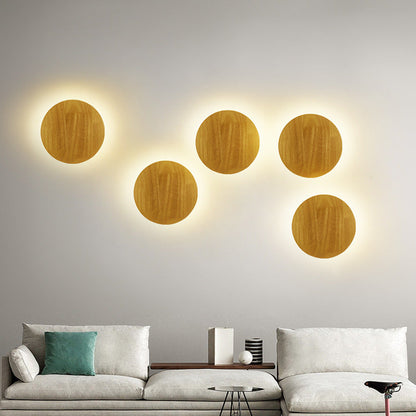 Avelena | Moderne Minimalistische Runde Irreguläre Oval Holz LED Wandleuchte Lampe Für Wohnzimmer