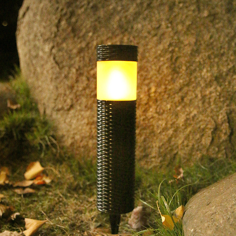 Avelena | Outdoor Solar Rattan Zylindrisches LED Garten Rasen Boden Einbau Landschaftslicht