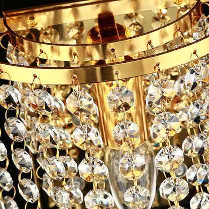 Avelena | Moderne Luxus Halbrunde Achteck Perlen Edelstahl Kristall 1-Licht Wand Sconce Lampe Für Wohnzimmer