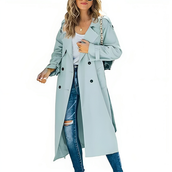 Elegante trenchcoat met dubbele rijen knopen voor vrouwen