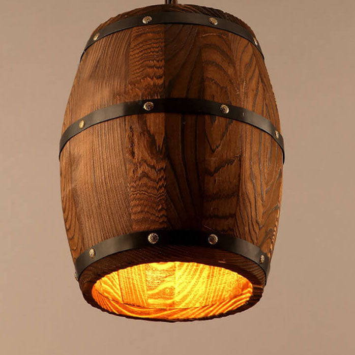 Avelena | BarrelGlow Vintage Pendelleuchte | Holz-Weinfass-Design | 1-flammig | Rustikale Beleuchtung