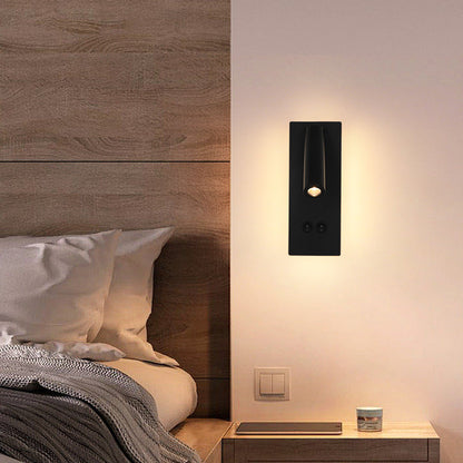 Avelena | Moderne Minimalistische Rechteckige Runde Eisen Aluminium LED Wandlampe Für Schlafzimmer