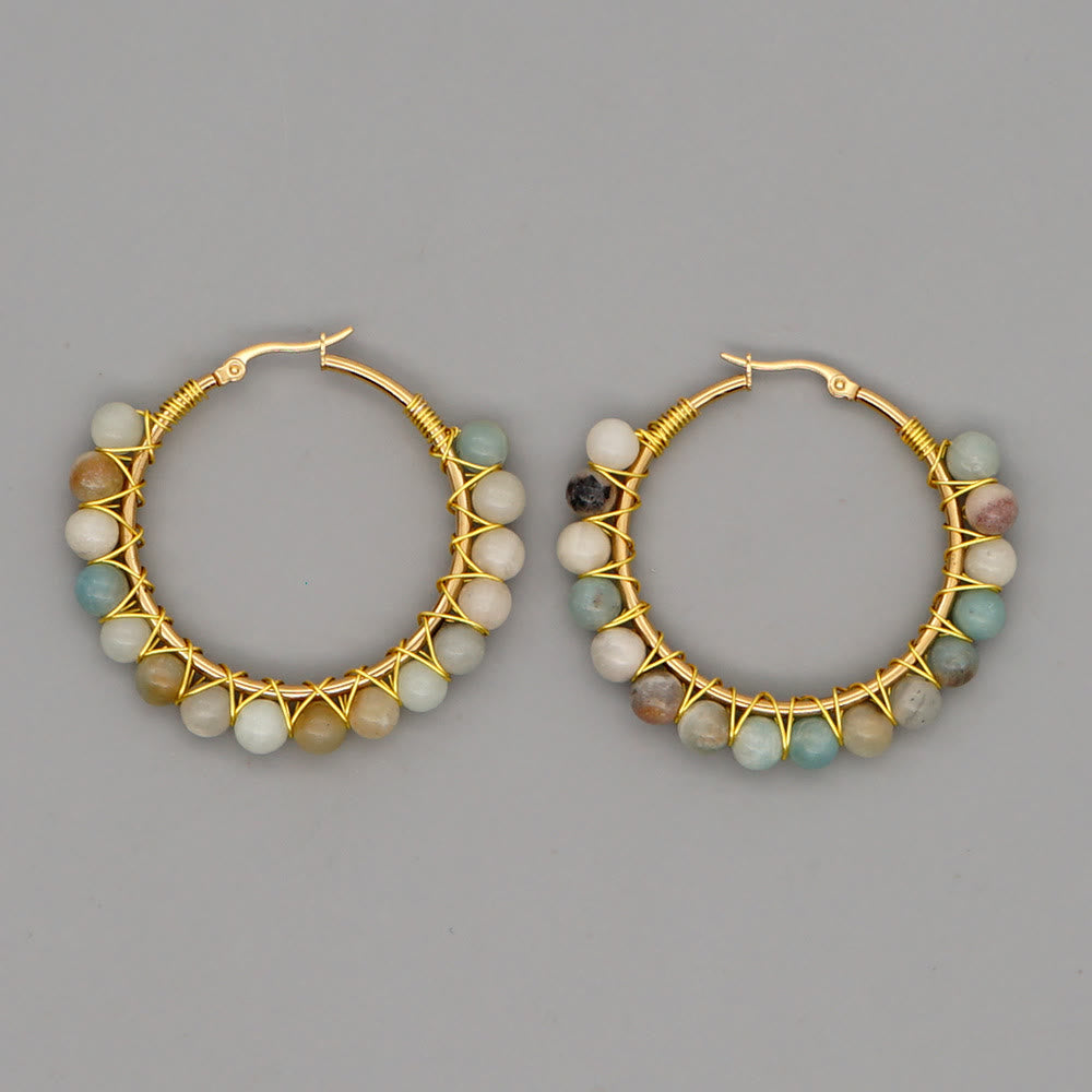 Avelena | Boho natürliche Kristalle große Hoop Ohrringe Sanne
