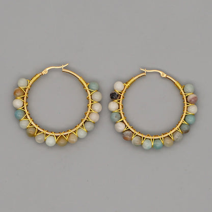 Avelena | Boho natürliche Kristalle große Hoop Ohrringe Sanne