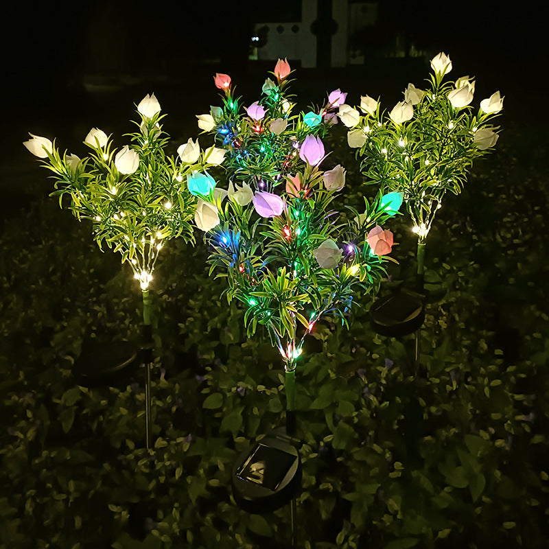 Avelena | Moderne Kreative Wasserdichte Imitation Gardenia LED Solarleuchte für Außen Terrasse
