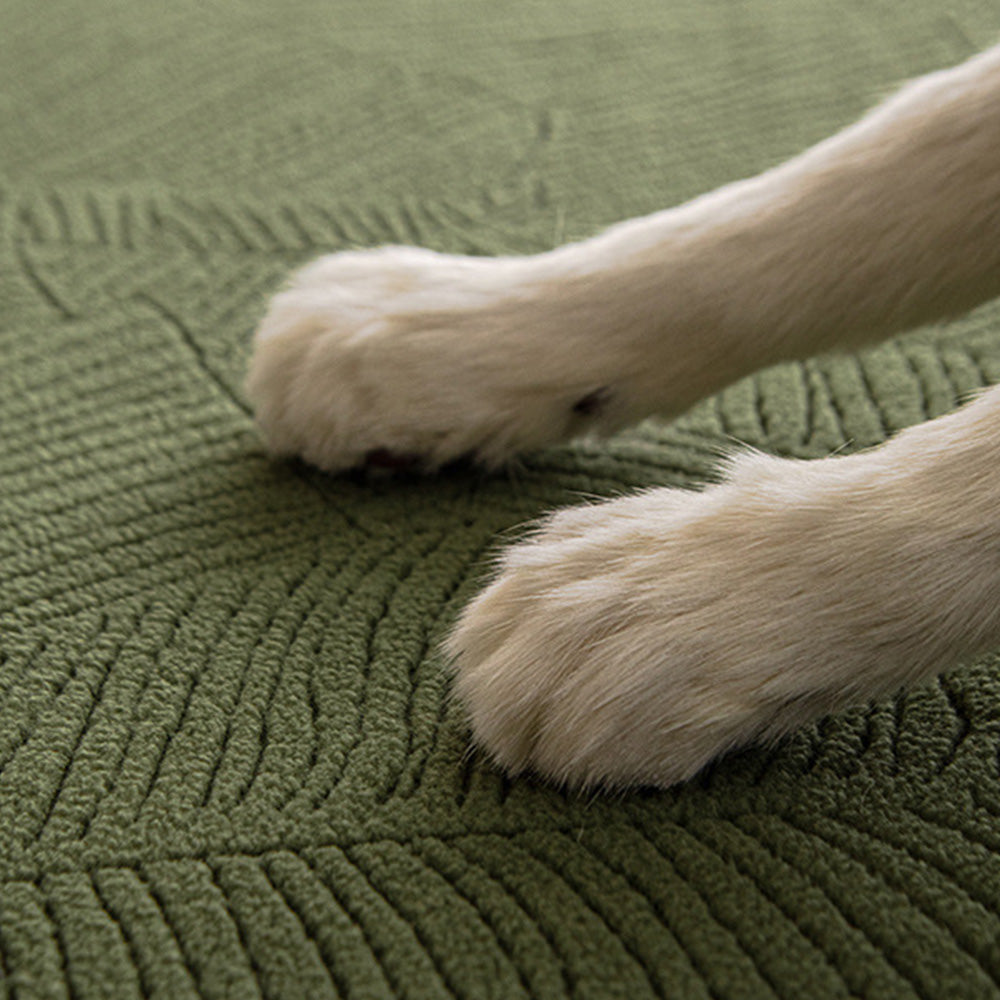 Avelena | Modernes Blatt Jacquard Wasserdicht Anti-Kratzer Stretch Vollüberzug Sofaüberzug