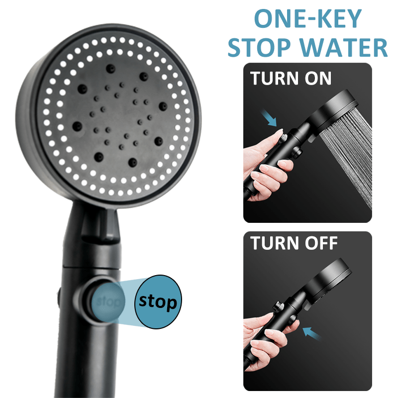 Avelena | Kopf Wasser sparen Schwarz 5 Modus einstellbar Hochdruck Avelena | Ein-Knopf-Stop Wasser Massage Eco Avelena | Badezimmer Zubehör