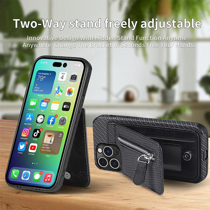 Avelena | Taschenbuchhülle Mit Reißverschluss Und Kreditkartenhalter Für Iphone