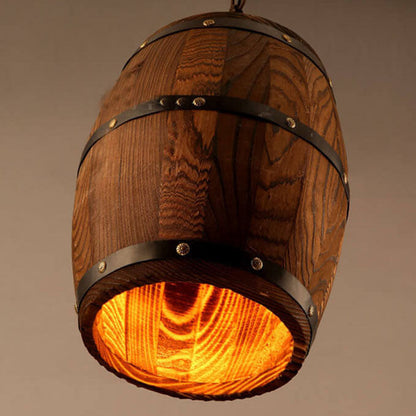 Avelena | BarrelGlow Vintage Pendelleuchte | Holz-Weinfass-Design | 1-flammig | Rustikale Beleuchtung