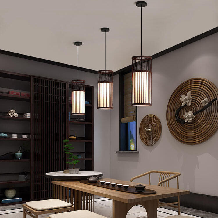 Avelena | Bambora Zen Pendelleuchte | Handgewebte Bambus-Laterne | Japanisches Design | Natürliche Eleganz