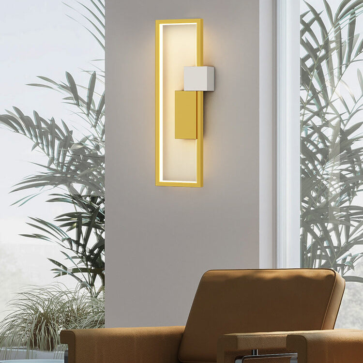 Avelena | Minimalistische Kreative Quadratische Rahmen Eisen Silikon LED Wandlampe