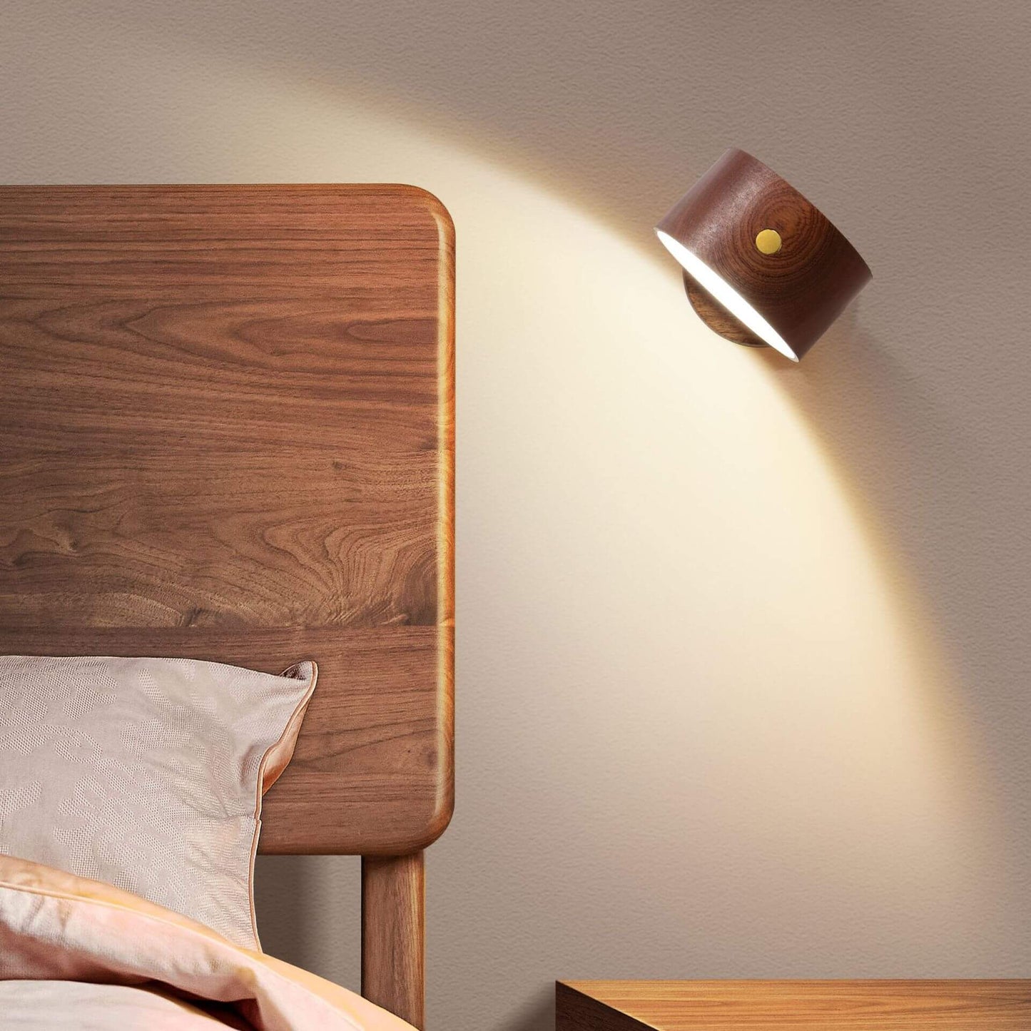 Avelena | Einfache Holz USB wiederaufladbare Touch-Magnet LED Nachtlicht Wand Sconce Lampe