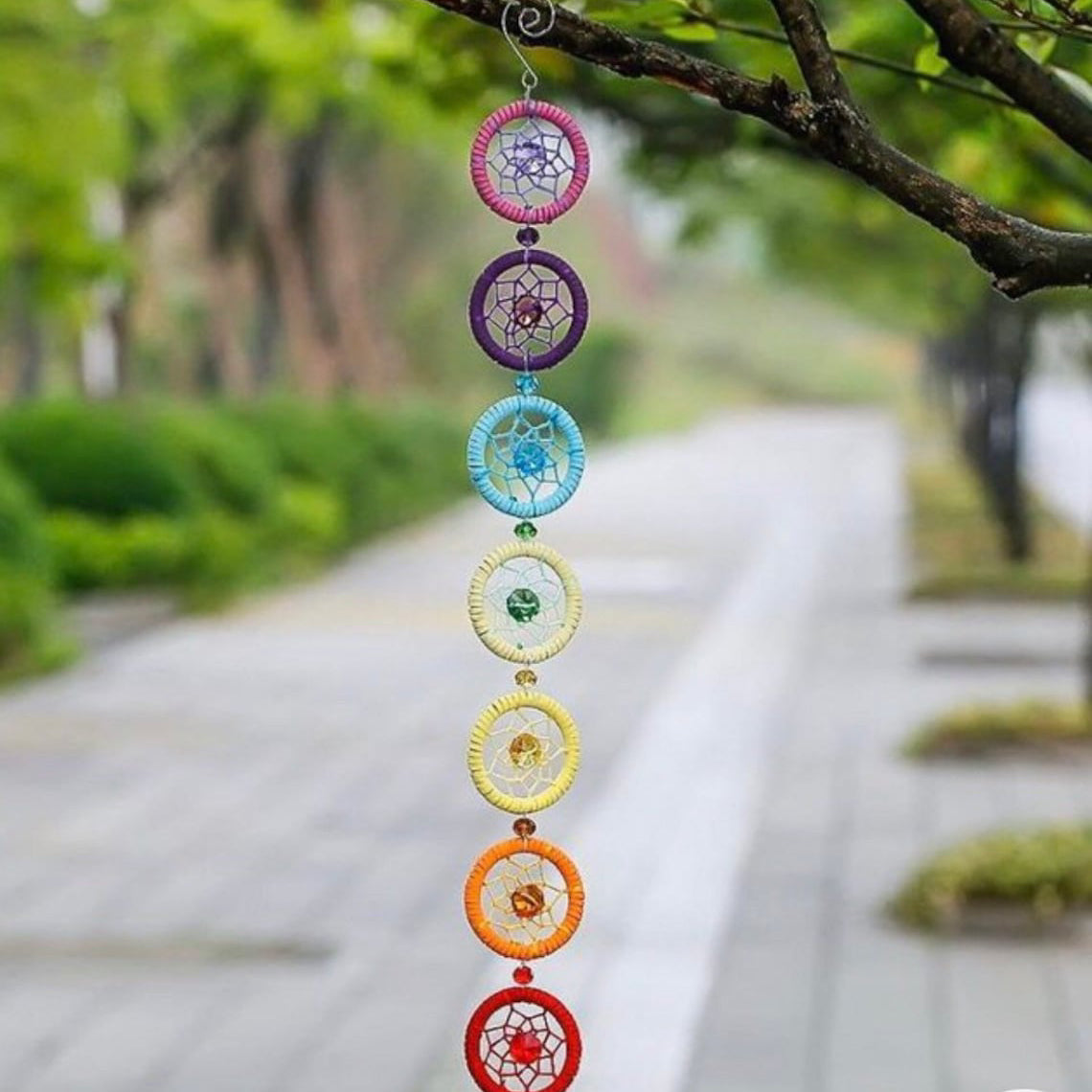 Avelena | Chakra Traumfänger Regenbogen Yoga Wandornament