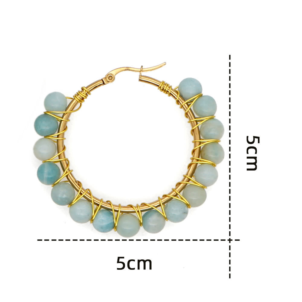 Avelena | Boho natürliche Kristalle große Hoop Ohrringe Sanne