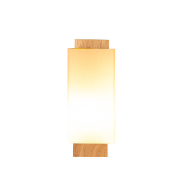 Avelena | Moderner minimalistischer Massivholz Quadrat Glas Säulen 1-Lampe Wand sconces Leuchte