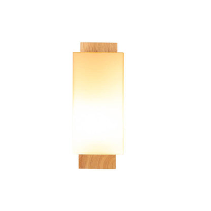 Avelena | Moderner minimalistischer Massivholz Quadrat Glas Säulen 1-Lampe Wand sconces Leuchte