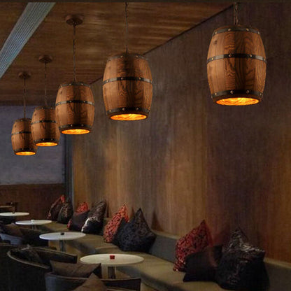 Avelena | BarrelGlow Vintage Pendelleuchte | Holz-Weinfass-Design | 1-flammig | Rustikale Beleuchtung