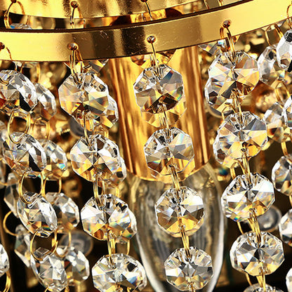 Avelena | Moderne Luxus Halbrunde Achteck Perlen Edelstahl Kristall 1-Licht Wand Sconce Lampe Für Wohnzimmer